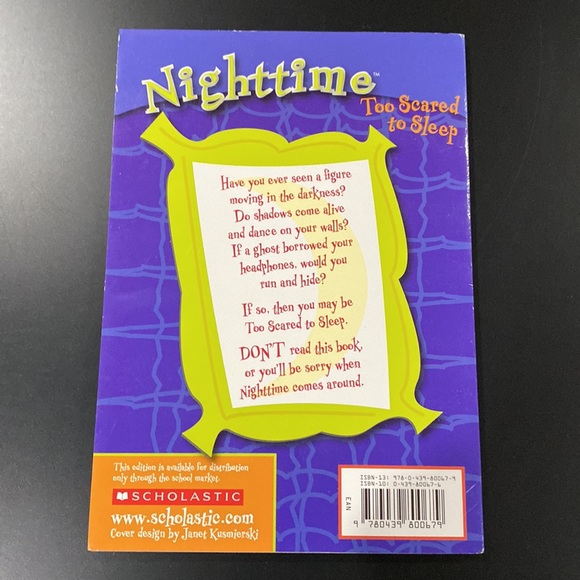 Nighttime #3: Too Scared to Sleep by Todd Strasser - Paperback Novel - Picture 2 of 5